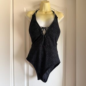 Caribbean Sand Black Geometric Swimsuit